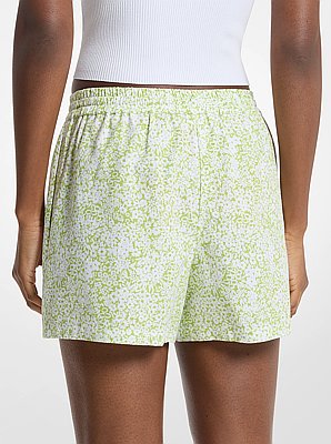 Floral Print Linen Blend Shorts