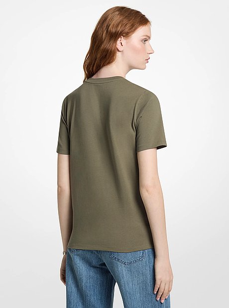 Studded Logo Charm Organic Cotton Jersey T-Shirt