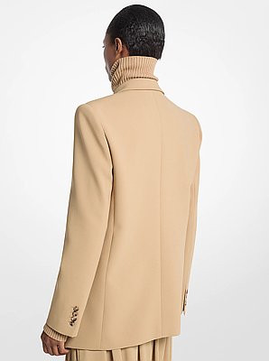 Stretch Wool Crepe Asymmetric Blazer
