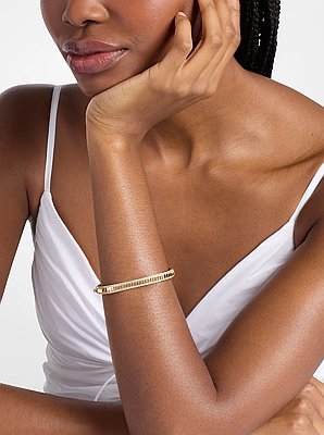 Pav&eacute; Gold-Tone Brass Bracelet