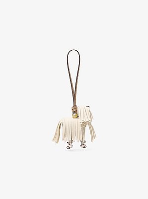 Breloque pour sac en cuir en forme de chien &agrave; poil long