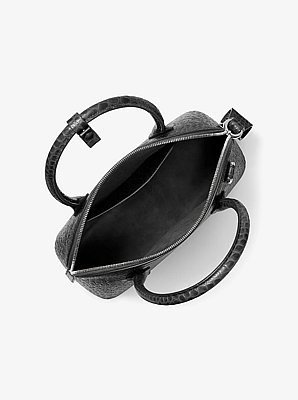 Kaitlin Medium Crocodile Embossed Leather Dome Satchel
