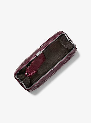 Angelica Large Crocodile Embossed Leather Frame Clutch