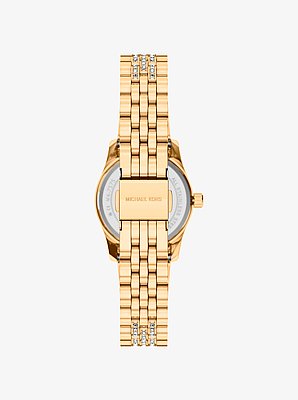 Petite Lexington Pav&eacute; Gold-Tone Watch