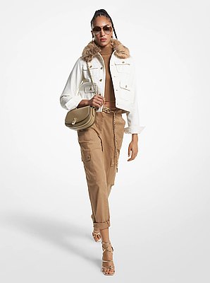 Faux Fur Trim Denim Utility Jacket