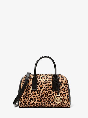 Petit sac messager Ashton en poils de veau &agrave; imprim&eacute; l&eacute;opard