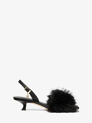 Merrie Faux Fur Kitten Heel Sandal