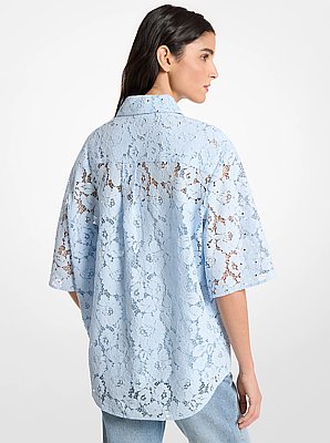 Studded Corded Floral Lace Shirt