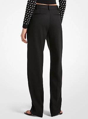 Pleated Stretch Wool Blend Twill Pants