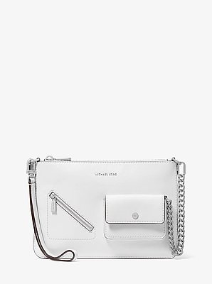 Grande pochette &agrave; sangle zipp&eacute;e Jet Set convertible en cuir