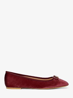 Savannah Logo Debossed Velvet Ballet Flat