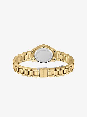 Petite Lexington Pav&eacute; Gold Watch and Heart Bracelet Gift Set