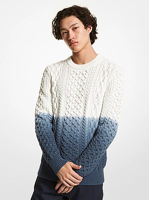 Ombr&eacute; Cable Cotton Blend Sweater