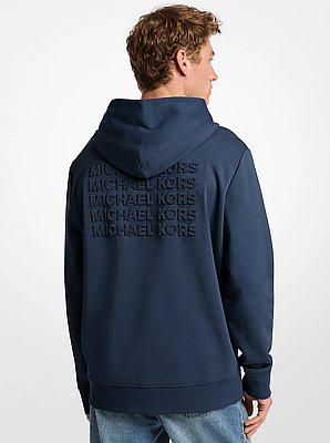 Embossed Logo Cotton Blend Hoodie