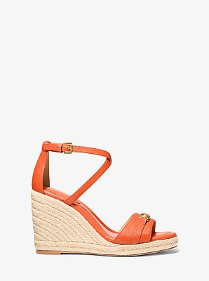 Mandy Saffiano Leather Wedge Sandal