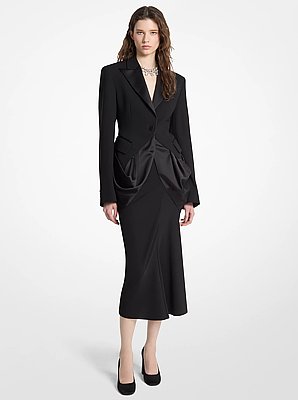 Blazer de esmoquin drapeado de lana el&aacute;stica
