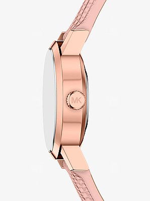 Petite Maude Rose Gold-Tone and Lizard Embossed Leather Watch