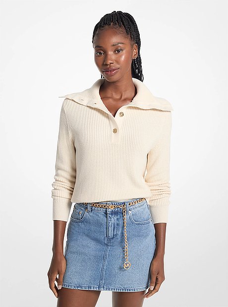 Ribbed Cotton-Blend Sweater