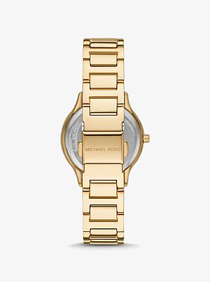 Mini Sage Pav&eacute; Gold-Tone Watch