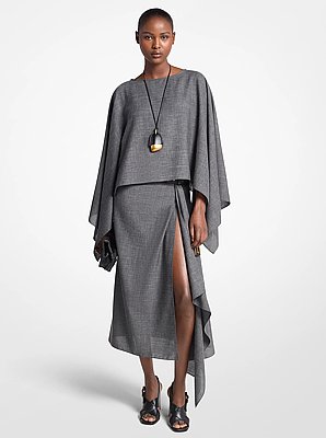 Vestido tipo kimono con bufanda de mezcla de lana y seda