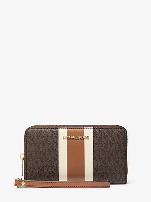 Jet Set Travel Large Striped Signature Logo Smartphone Wallet