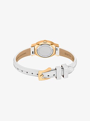 Petite Maude Gold-Tone and Lizard Embossed Leather Watch