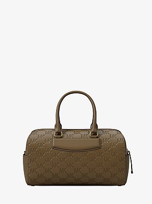 Jet Set Travel Medium Logo Embossed Leather Duffel Crossbody Bag