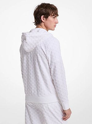 Hoodie en jacquard et tissu bouclette &agrave; fermeture &eacute;clair avec logo