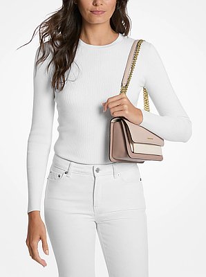 Claire Large Color-Block Leather Shoulder Bag