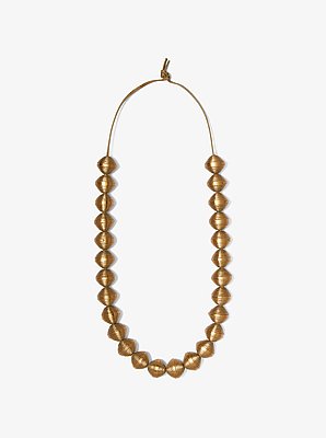 Metallic Leather Beads Necklace in BRASS | Michael Kors image number 0