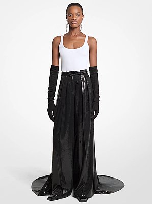 Pantal&oacute;n de &oacute;pera de crep&eacute; con lentejuelas