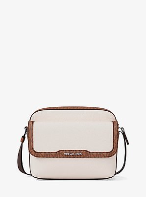 Cooper Medium Pebbled Leather and Signature Logo Camera Crossbody Bag