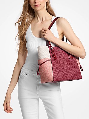Voyager Large Color-Block Signature Logo Tote Bag