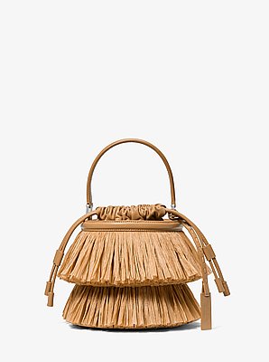 Ischia Mini Leather and Fringe Bucket Bag