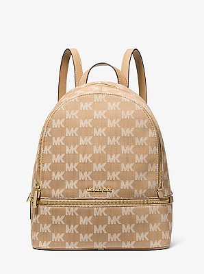 Rhea Medium Logo Jacquard Denim Backpack