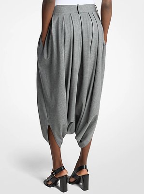 Draped Stretch Wool Culottes