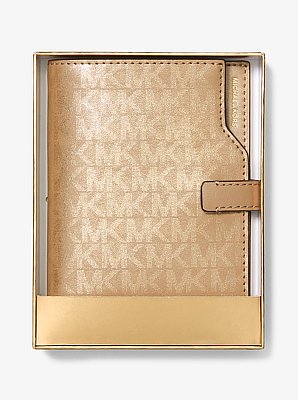 Jet Set Metallic Signature Logo Passport Wallet