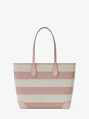 Bolso tote Eva grande a rayas con logotipo exclusivo