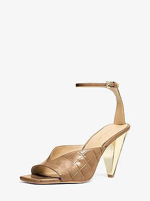 Electra Crocodile Embossed Leather Sandal