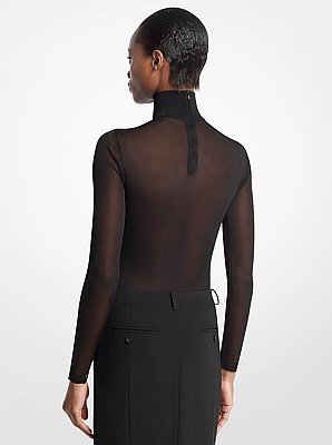 Superfine Sheer Viscose Turtleneck Bodysuit