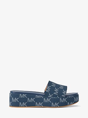 Sadler Logo Jacquard Platform Slide Sandal
