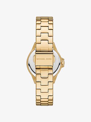 Reloj Lennox mini en tono dorado con incrustaciones de pav&eacute;
