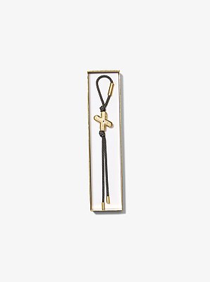 Initial Gold-Tone and Speckled Cord Bag Charm