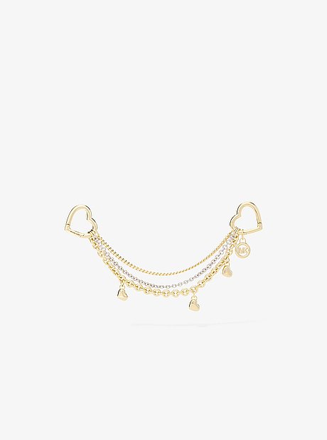 Two-Tone Triple Chain Hearts Bag Charm