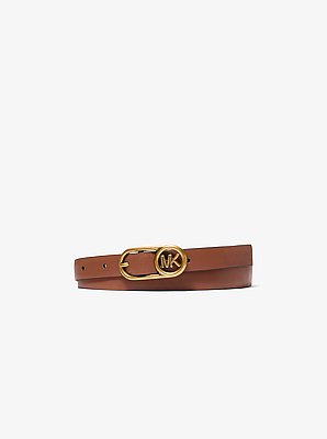 Cintur&oacute;n de piel con hebilla y logotipo