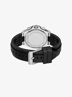 Reloj Lennox oversize con incrustaciones en tono plata y silicona