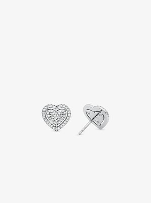 Orecchini a forma di cuore in argento sterling con placcatura in metallo prezioso e pav&eacute;