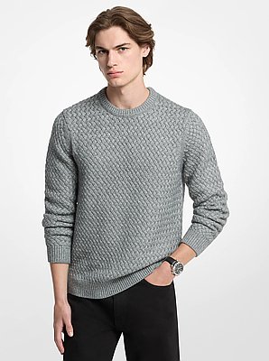 Crosshatch Cotton Blend Sweater