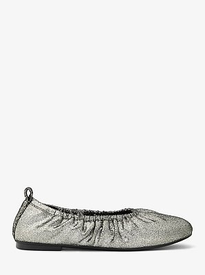 Bri Ruched Metallic Leather Ballet Flat