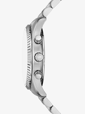 Coffret cadeau montre surdimensionn&eacute;e Lexington argent&eacute;e et porte-cartes en cuir effet crocodile en relief